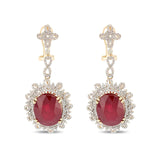 26.88ctw Ruby and 2.26ctw Diamond 14K Yellow Gold Earrings