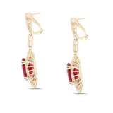 26.88ctw Ruby and 2.26ctw Diamond 14K Yellow Gold Earrings