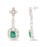 5.91ctw Emerald and 2.80ctw Diamond 18K White Gold Earrings
