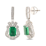 1.83ctw Emerald and 0.65ctw Diamond 18K White Gold Earrings