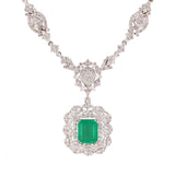 4.09ct Emerald and 6.91ctw Diamond 14K White Gold Necklace