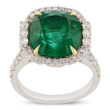 6.93ct Emerald and 1.10ctw Diamond 18K White Gold Ring