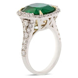 6.93ct Emerald and 1.10ctw Diamond 18K White Gold Ring