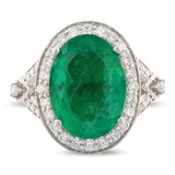 6.04ct Emerald and 0.70ctw Diamond 18K White Gold Ring