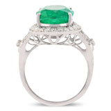 6.04ct Emerald and 0.70ctw Diamond 18K White Gold Ring