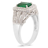 1.41ct Emerald and 0.73ctw Diamond 18K White Gold Ring