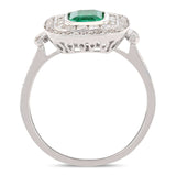 0.85ct Emerald and 0.52ctw Diamond 18K White Gold Ring