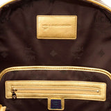 MCM Gold Metallic Leather Backpack