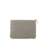 CHANEL Silver Leather Ocase Clutch Bag