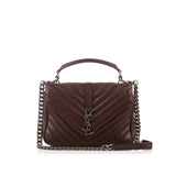YVES SAINT LAURENT Maroon Classic Medium Chevron College Bag