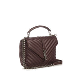 YVES SAINT LAURENT Maroon Classic Medium Chevron College Bag