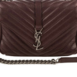 YVES SAINT LAURENT Maroon Classic Medium Chevron College Bag