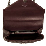 YVES SAINT LAURENT Maroon Classic Medium Chevron College Bag