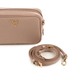 PRADA Beige Saffiano Minuteria Crossbody Bag