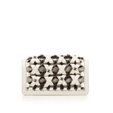 CHANEL White Leather Chain Weaving Crossbody