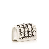 CHANEL White Leather Chain Weaving Crossbody