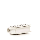 CHANEL White Leather Chain Weaving Crossbody