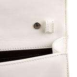 CHANEL White Leather Chain Weaving Crossbody