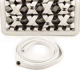 CHANEL White Leather Chain Weaving Crossbody