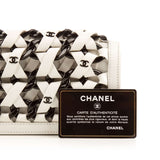 CHANEL White Leather Chain Weaving Crossbody