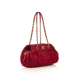 CHANEL  Red Iridescent Calfskin Chic Quilt Bowling Bag