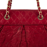 CHANEL  Red Iridescent Calfskin Chic Quilt Bowling Bag