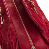 CHANEL  Red Iridescent Calfskin Chic Quilt Bowling Bag
