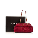 CHANEL  Red Iridescent Calfskin Chic Quilt Bowling Bag