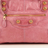 BALENCIAGA  Pink Leather Gold Stud Work Bag