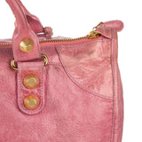 BALENCIAGA  Pink Leather Gold Stud Work Bag