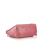 BALENCIAGA  Pink Leather Gold Stud Work Bag