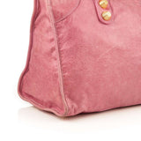 BALENCIAGA  Pink Leather Gold Stud Work Bag