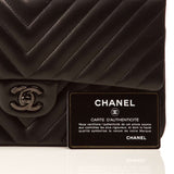 CHANEL  Black Lambskin Chevron Medium Flap Bag