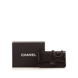 CHANEL  Black Lambskin Chevron Medium Flap Bag