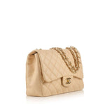 CHANEL  Beige Lambskin Jumbo Classic Flap Bag