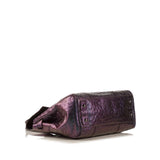 MULBERRY  Purple Two-tone Metallic Ostrich Bayswater Tote Bag