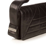 CHANEL  Black Leather Strap Shoulder Bag