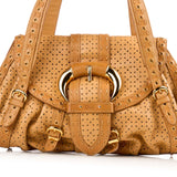 DIOR  Tan Savane Perforated Leather Shoulder Bag