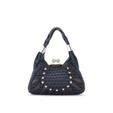 VERSACE  Black Patent Small Frame Hobo