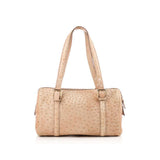 GUCCI  Beige Ostrich Britt Boston Bag