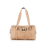 GUCCI  Beige Ostrich Britt Boston Bag