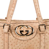 GUCCI  Beige Ostrich Britt Boston Bag