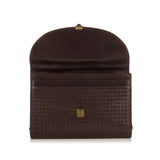 BOTTEGA VENETA  Dark Brown Intercciato Woven Top Handle Briefcase