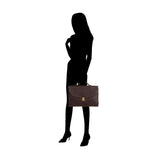 BOTTEGA VENETA  Dark Brown Intercciato Woven Top Handle Briefcase