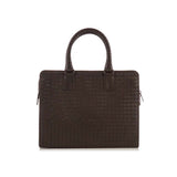 BOTTEGA VENETA  Dark Brown Intercciato Woven Briefcase