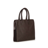 BOTTEGA VENETA  Dark Brown Intercciato Woven Briefcase
