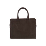 BOTTEGA VENETA  Dark Brown Intercciato Woven Briefcase