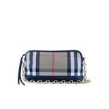 BURBERRY HOUSE CHECK AND LEATHER CLUTCH BAG