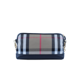 BURBERRY HOUSE CHECK AND LEATHER CLUTCH BAG