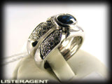 RING IN 18KT WHITE GOLD DIAMONDS CT 0,96 AND SAPPHIRE SIZE 14,5 REF. AN137